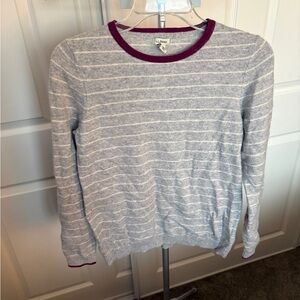 L.L. Bean Women's Gray Striped Sweater Size Large NWT